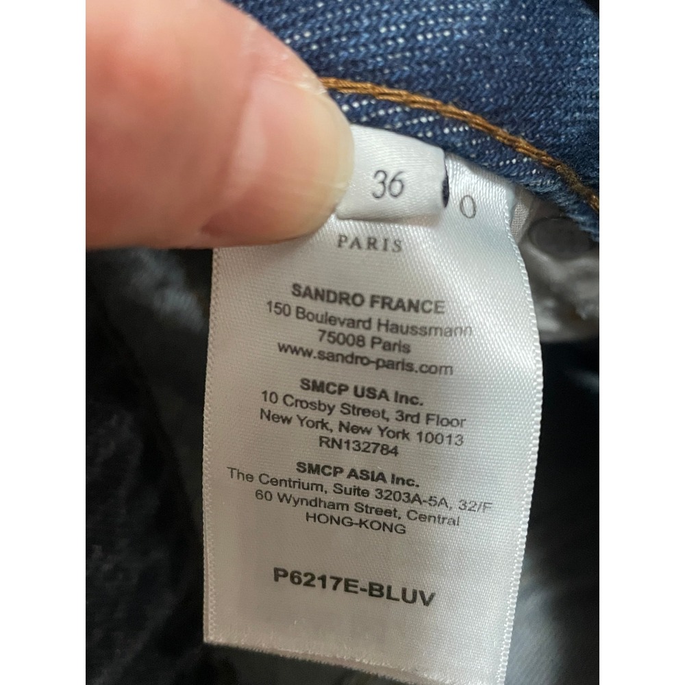 Sandro High-waist jeans lightning inserts faux pearl details Vintage Blue, Sz 4‎ - Picture 3 of 8